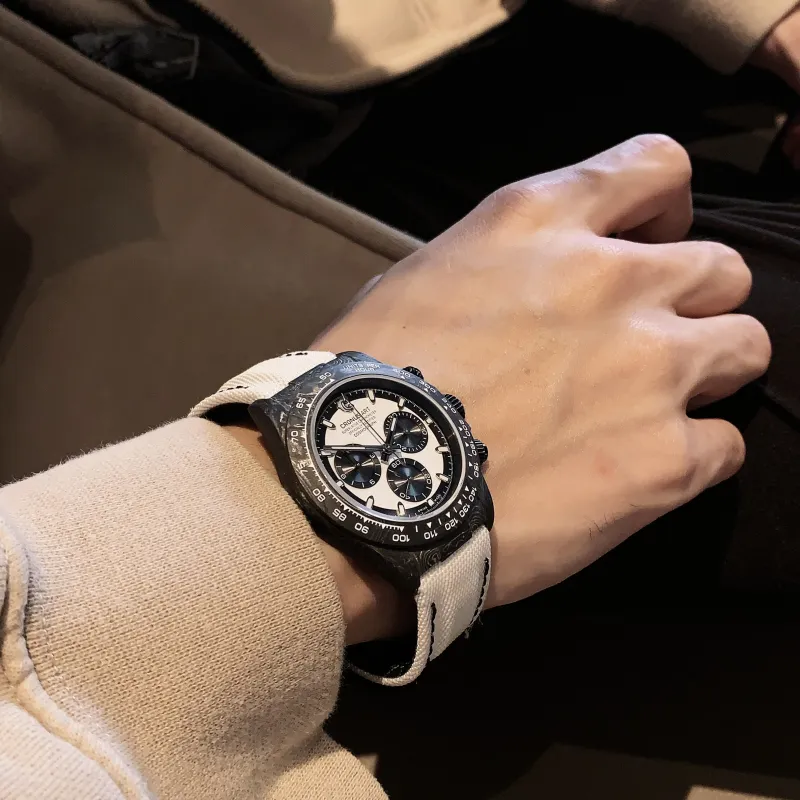 CRONUSART Cross Ditan Na Automatic Mechanical Movement Canvas Strap Watch Men's Watches White Dial-2
