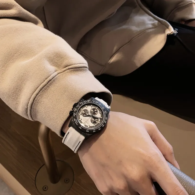 CRONUSART Cross Ditan Na Automatic Mechanical Movement Canvas Strap Watch Men's Watches White Dial-4
