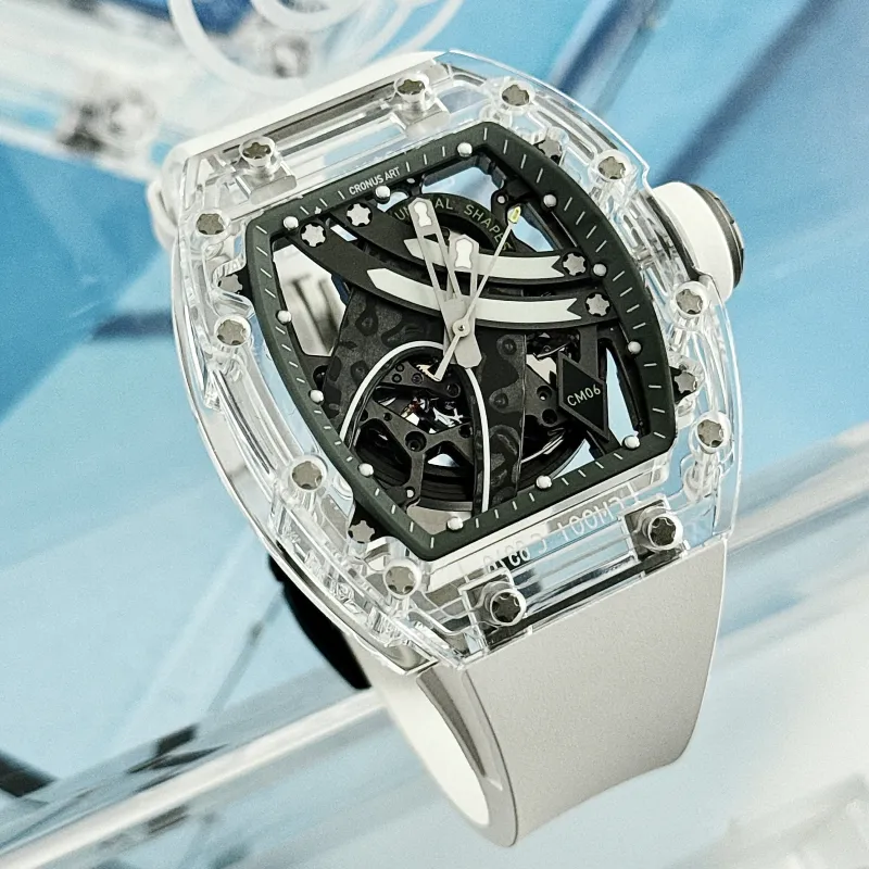 CRONUSART Crystal Fantasy Automatic Mechanical Movement Eco Friendly Fluoroelastomer Strap Watch Unisex Cut Out Dial-42