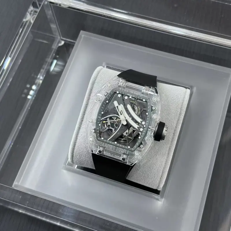 CRONUSART Crystal Fantasy Automatic Mechanical Movement Eco Friendly Fluoroelastomer Strap Watch Unisex Cut Out Dial-11