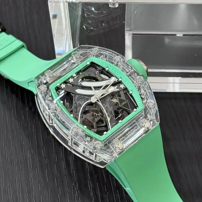 CRONUSART Crystal Fantasy Automatic Mechanical Movement Eco Friendly Fluoroelastomer Strap Watch Unisex Cut Out Dial-26