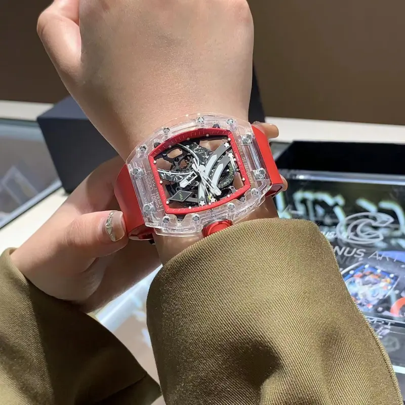 CRONUSART Crystal Fantasy Automatic Mechanical Movement Eco Friendly Fluoroelastomer Strap Watch Unisex Cut Out Dial-21