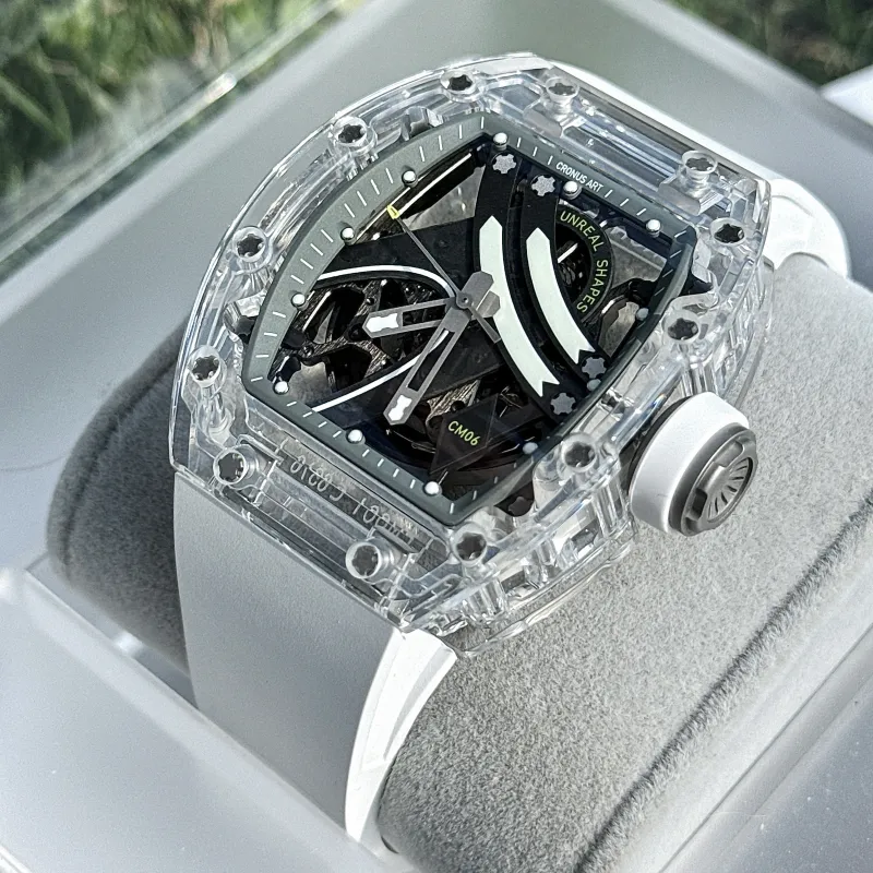 CRONUSART Crystal Fantasy Automatic Mechanical Movement Eco Friendly Fluoroelastomer Strap Watch Unisex Cut Out Dial-41