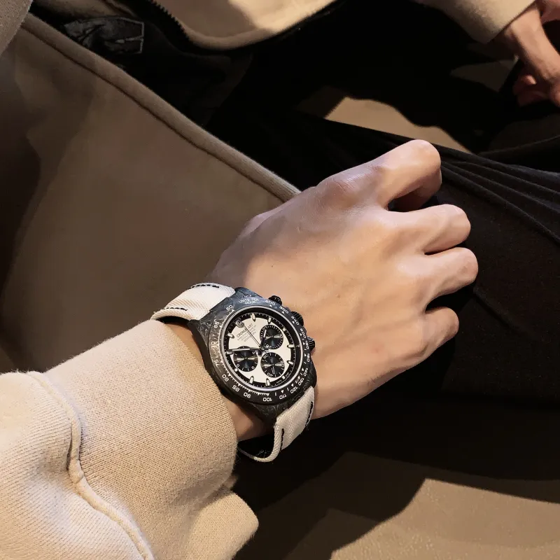 CRONUSART Cross Ditan Na Automatic Mechanical Movement Canvas Strap Watch Men's Watches White Dial-5