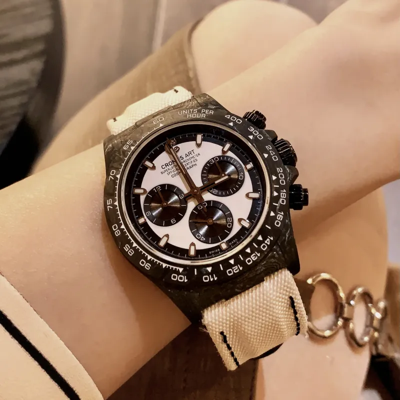 CRONUSART Cross Ditan Na Automatic Mechanical Movement Canvas Strap Watch Men's Watches White Dial-3