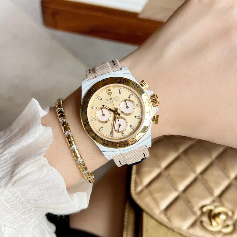 CRONUSART Cross Ditan Na Automatic Mechanical Movement Canvas Strap Watch Men's Watches White Dial-50