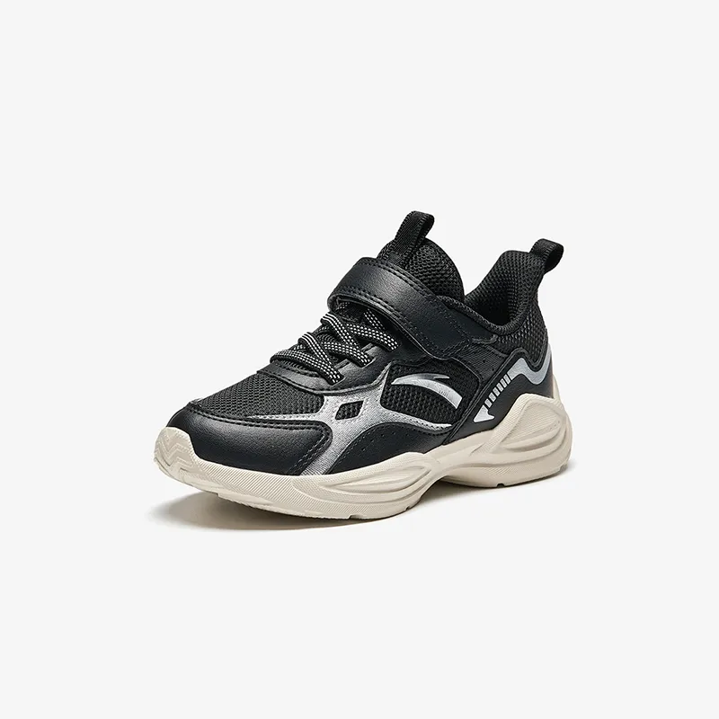 Antakids Lightweight Cushioning Low Top Kids' Running Shoes Black Silver Children Aged 3 7 Years Old-1