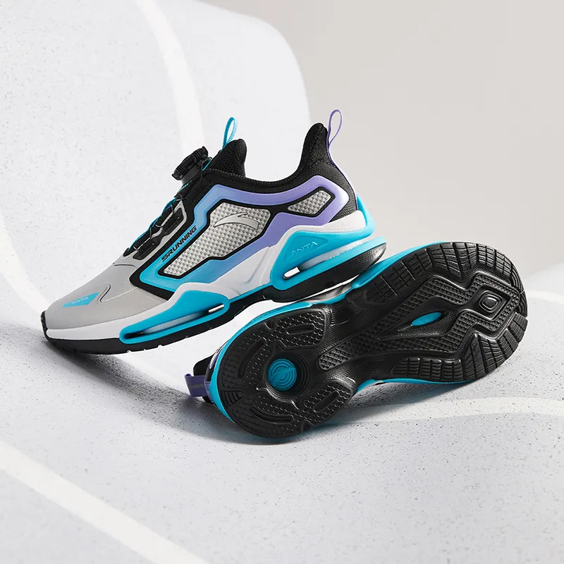 Antakids Lightweight Cushioning Low-Top Kids' Running Shoes Silver Black Blue Kids'-7