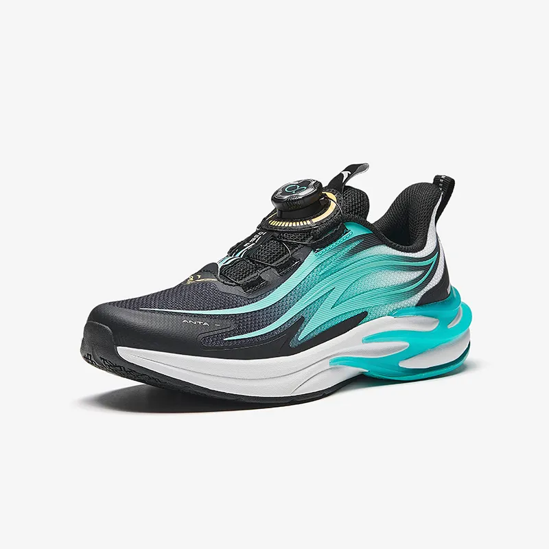 Antakids Chiyan Lightweight Shock Absorbers Low Top Kids' Running Shoes Black Green Unisex-1