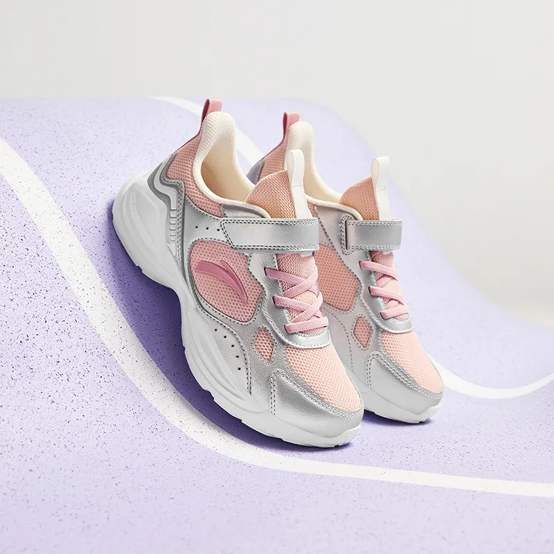 Antakids Lightweight Shock Absorbers Low Top Kids' Running Shoes Pink Silver Unisex-1
