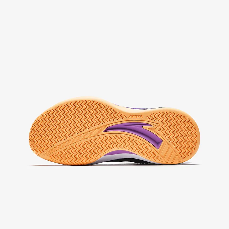 Antakids Anti Slip And Wear Resistant Breathable Low Top Children's Basketball Shoes Black/Light Purple Teenagers-4