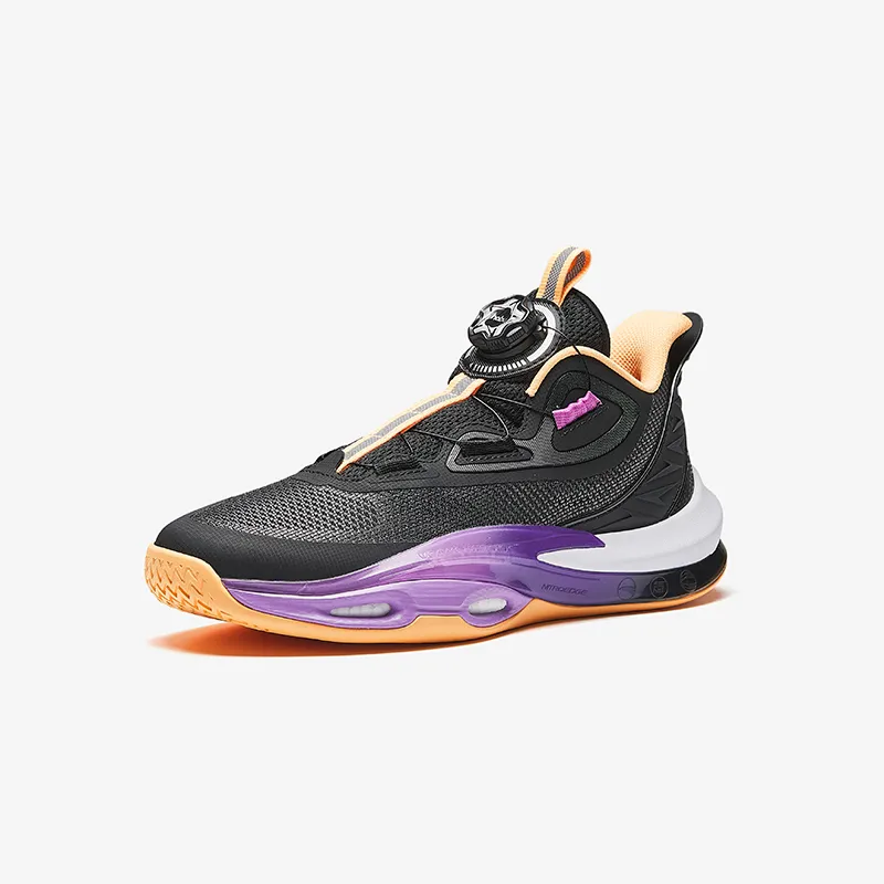 Antakids Anti Slip And Wear Resistant Breathable Low Top Children's Basketball Shoes Black/Light Purple Teenagers-1