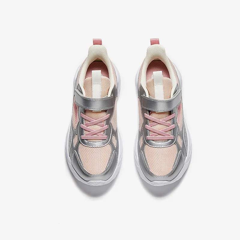 Antakids Lightweight Shock Absorbers Low Top Kids' Running Shoes Pink Silver Unisex-4