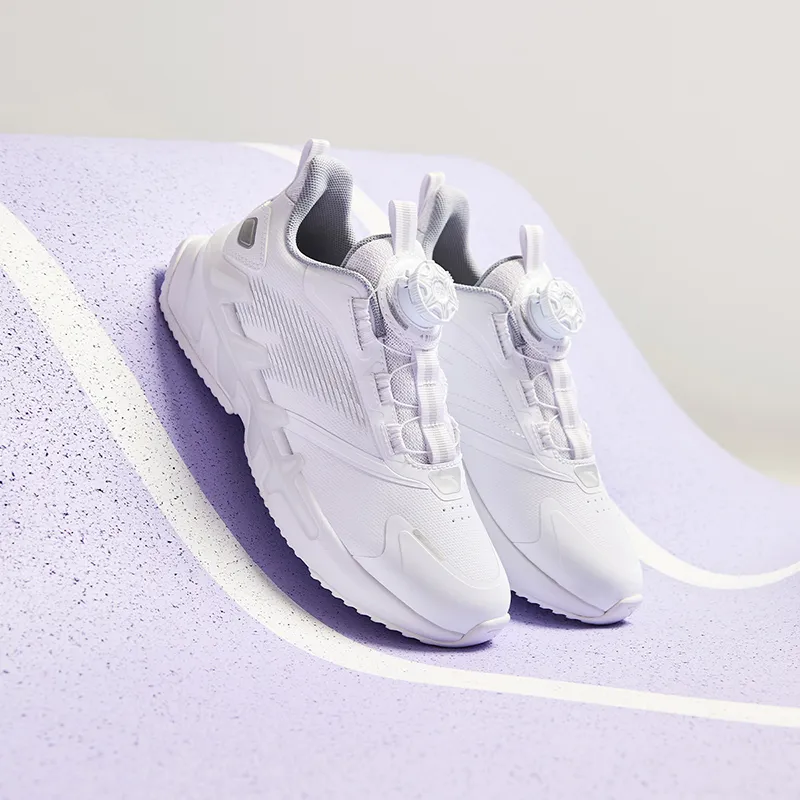 Antakids Lightweight Cushioning Low Top Kids' Running Shoes White Silver Kids'-5