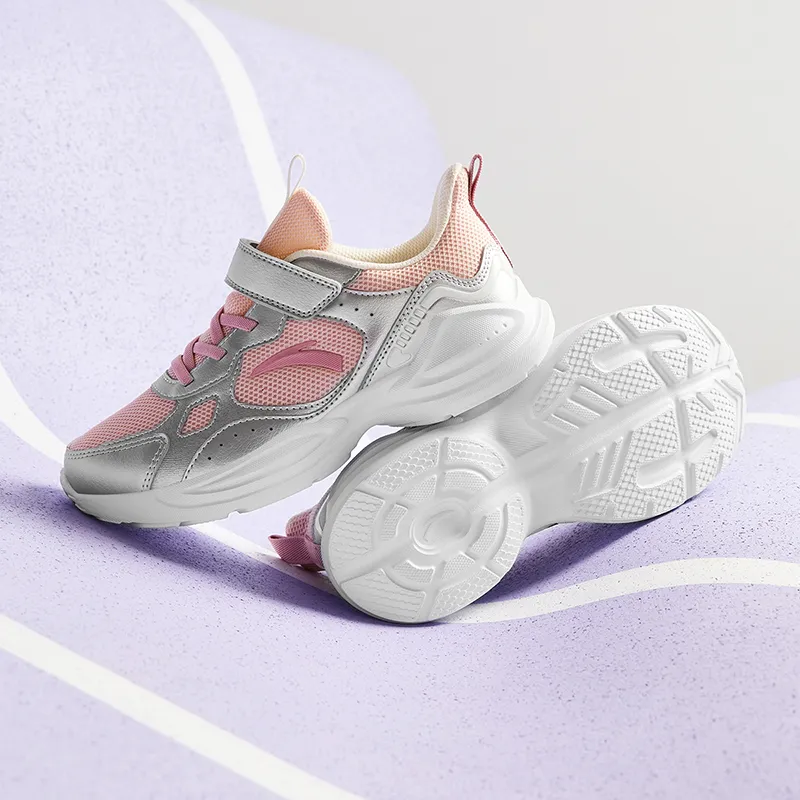 Antakids Lightweight Shock Absorbers Low Top Kids' Running Shoes Pink Silver Unisex-6