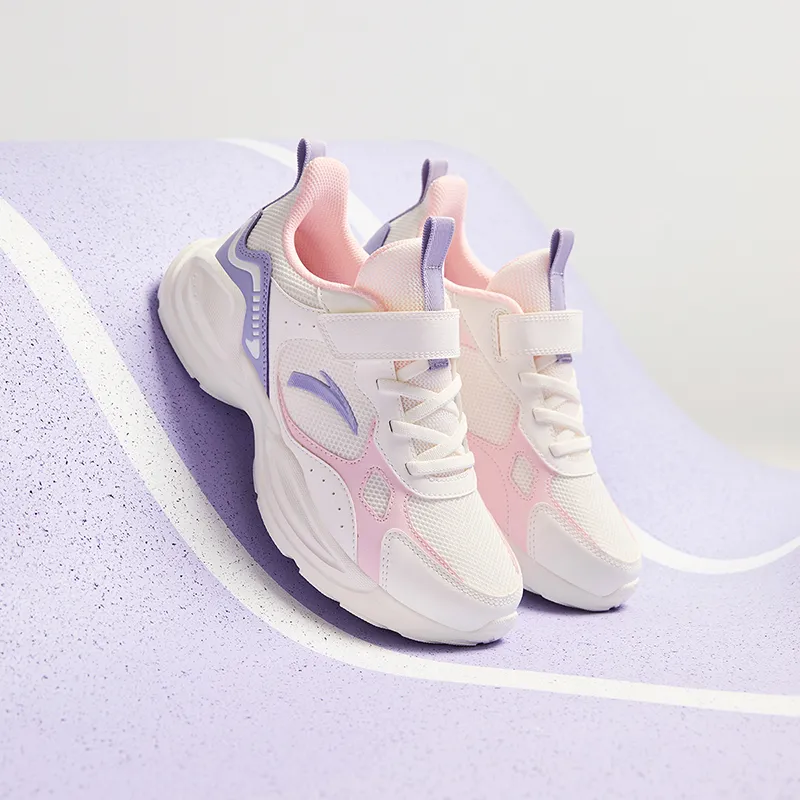 Antakids Lightweight Cushioning Low Top Kids' Running Shoes White Pink Purple Teenagers-1
