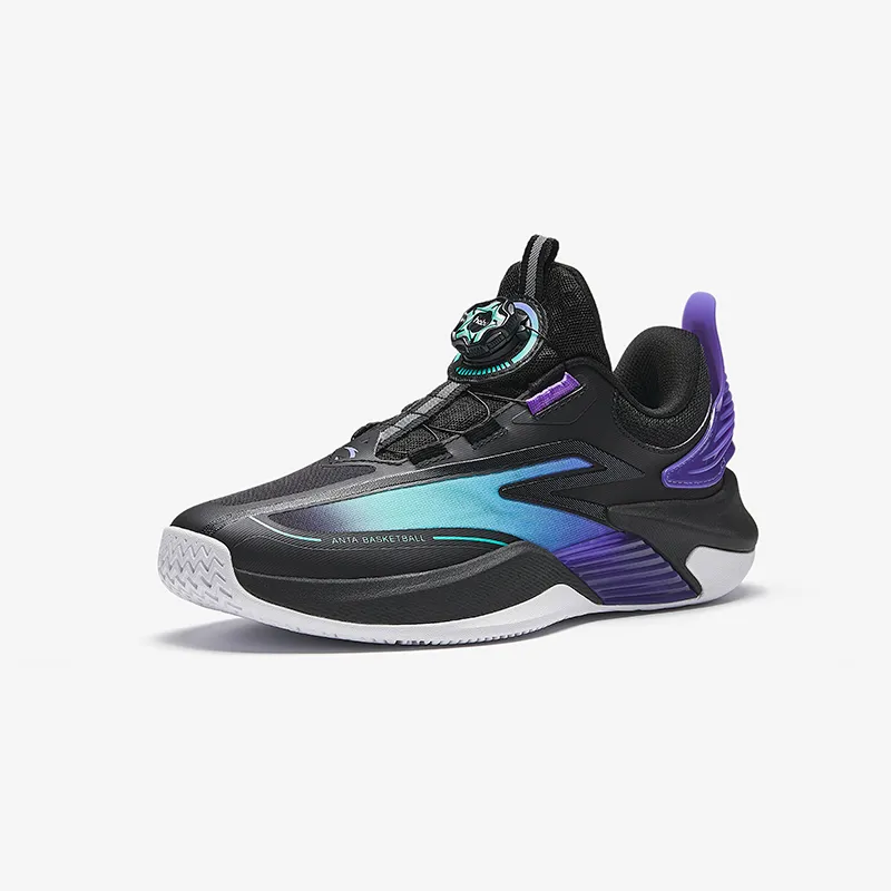 Antakids Slip Resistant, Abrasion Resistant, Breathable Low Top Children's Basketball Shoes Black Purple Unisex-1