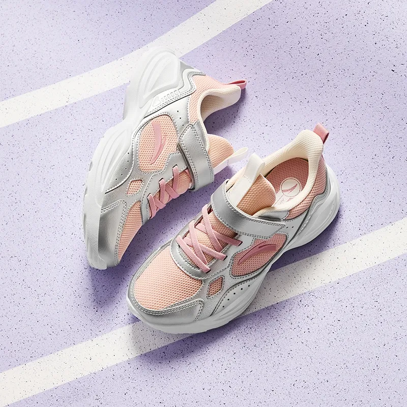 Antakids Lightweight Shock Absorbers Low Top Kids' Running Shoes Pink Silver Unisex-2