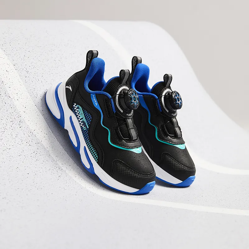 Antakids Lightweight Shock Absorbers Low Top Kids' Running Shoes Black Blue Children Aged 3 7 Years Old-4