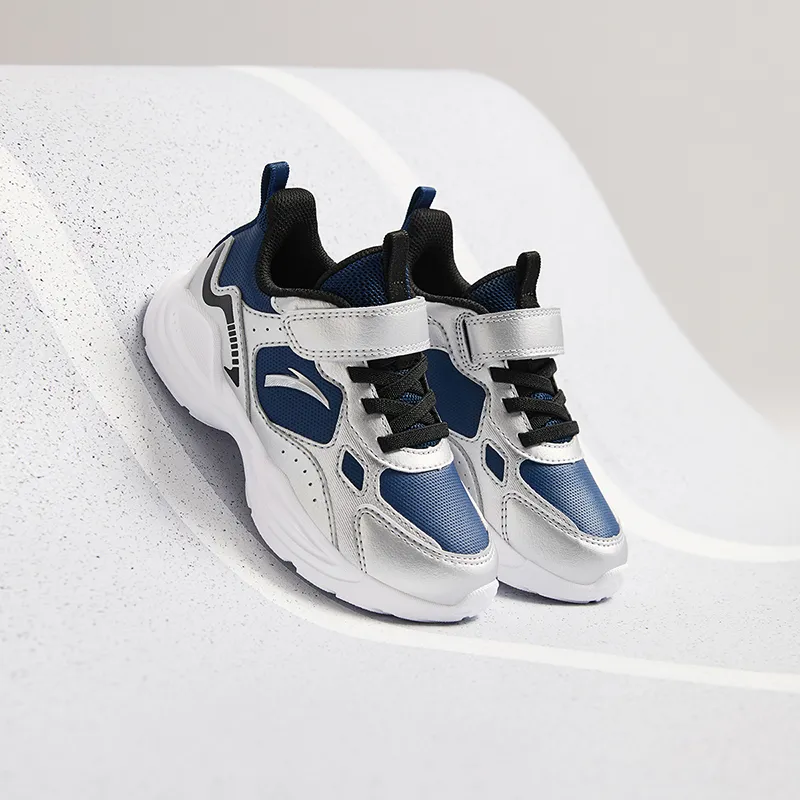 Antakids Lightweight Shock Absorbers Low Top Kids' Running Shoes Blue Silver Children Aged 3 7 Years Old-1