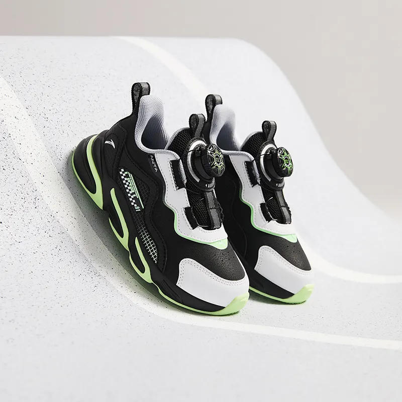 Antakids Lightweight Shock Absorbers Low Top Kids' Running Shoes Black White Green Children Aged 3 7 Years Old-4