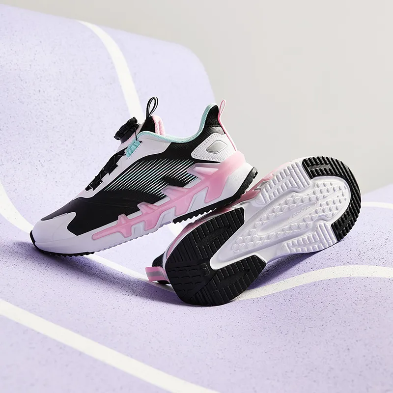 Antakids Lightweight Cushioning Low Top Kids' Running Shoes Black White Kids'-6