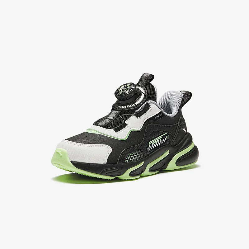 Antakids Lightweight Shock Absorbers Low Top Kids' Running Shoes Black White Green Children Aged 3 7 Years Old-1