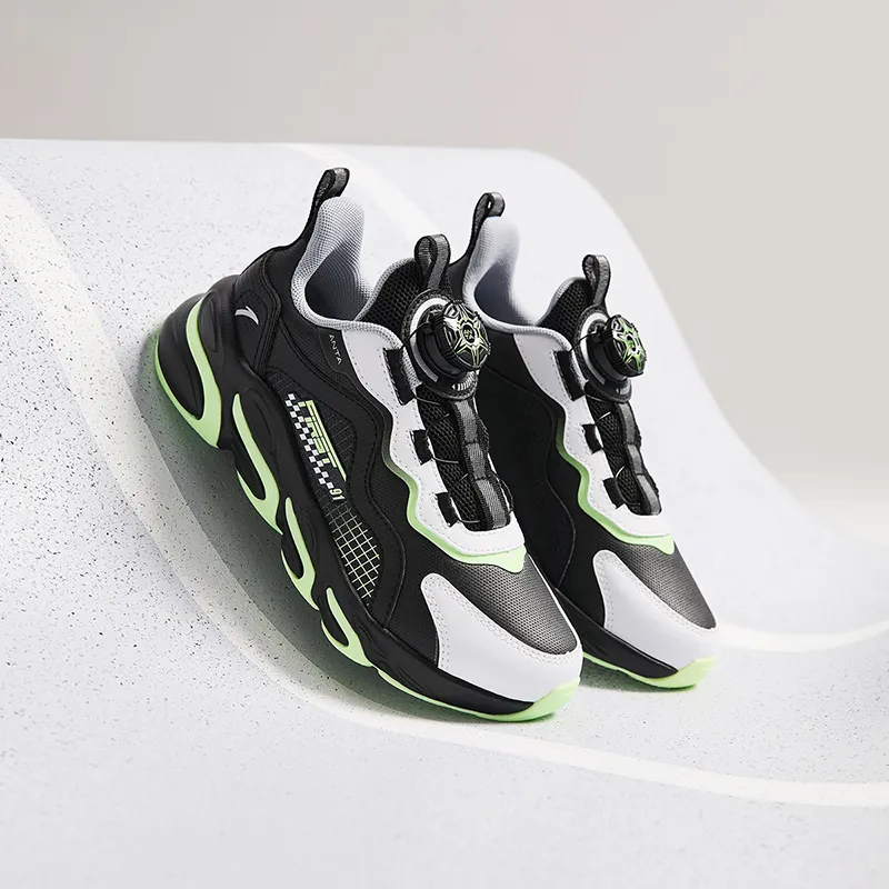 Antakids Lightweight Shock Absorbers Low Top Kids' Running Shoes Black White Green Kids'-5