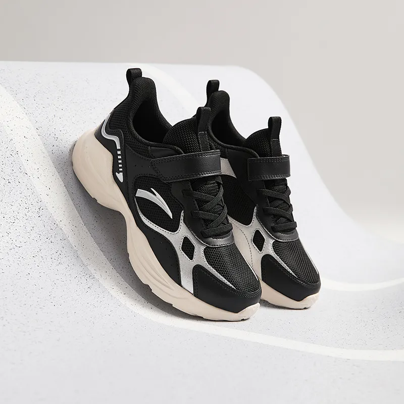 Antakids Lightweight Shock Absorbers Low Top Kids' Running Shoes Black Silver Unisex-5