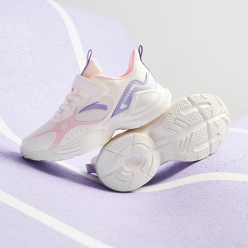 Antakids Lightweight Cushioning Low Top Kids' Running Shoes White Pink Purple Teenagers-6