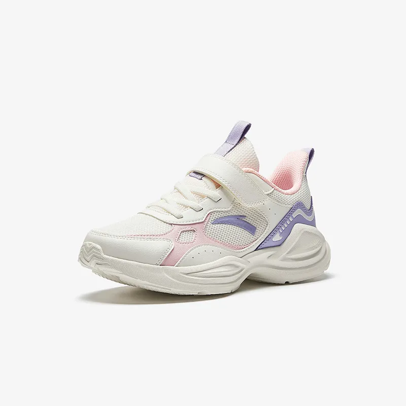 Antakids Lightweight Cushioning Low Top Kids' Running Shoes White Pink Purple Teenagers-3