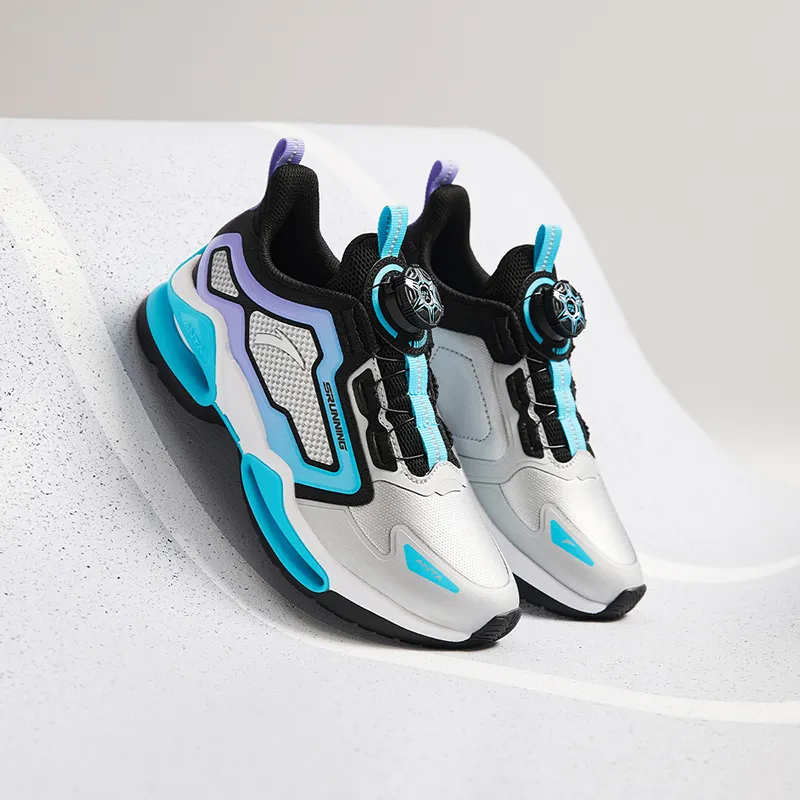 Antakids Lightweight Cushioning Low-Top Kids' Running Shoes Silver Black Blue Kids'-5