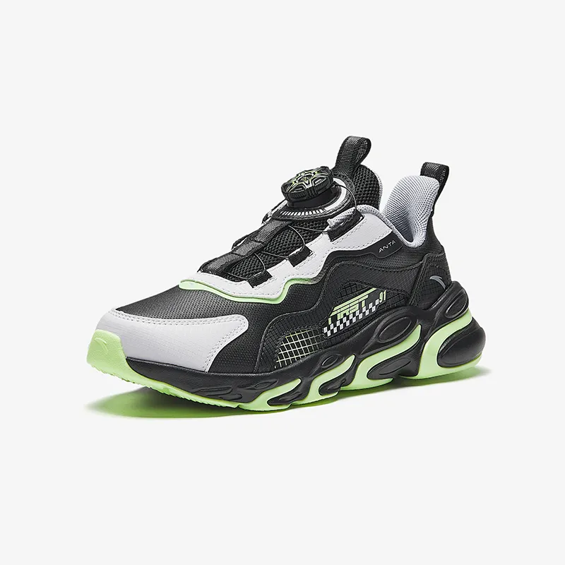Antakids Lightweight Shock Absorbers Low Top Kids' Running Shoes Black White Green Kids'-1