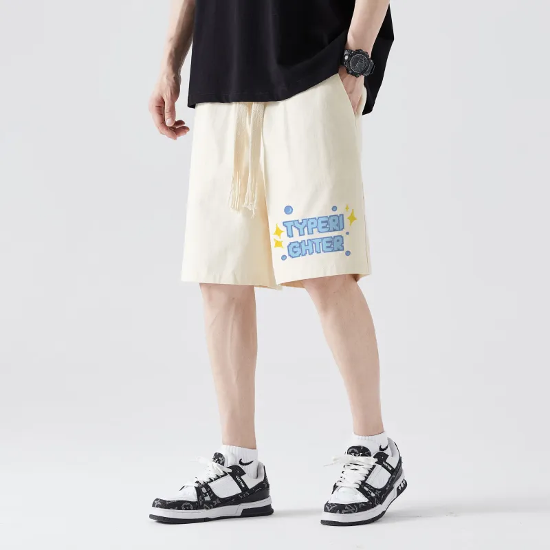 TYPERIGHTER Casual Shorts Unisex Beige Apricot-2
