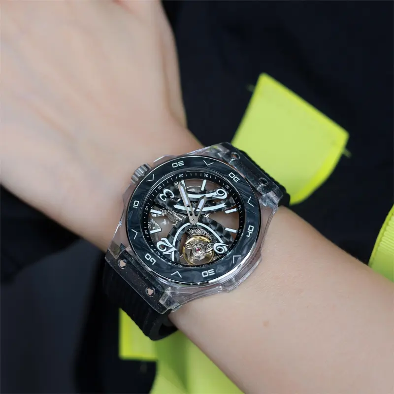 HANBORO Automatic Mechanical Movement Watch Men's Watches Cut Out Dial HBR963-9