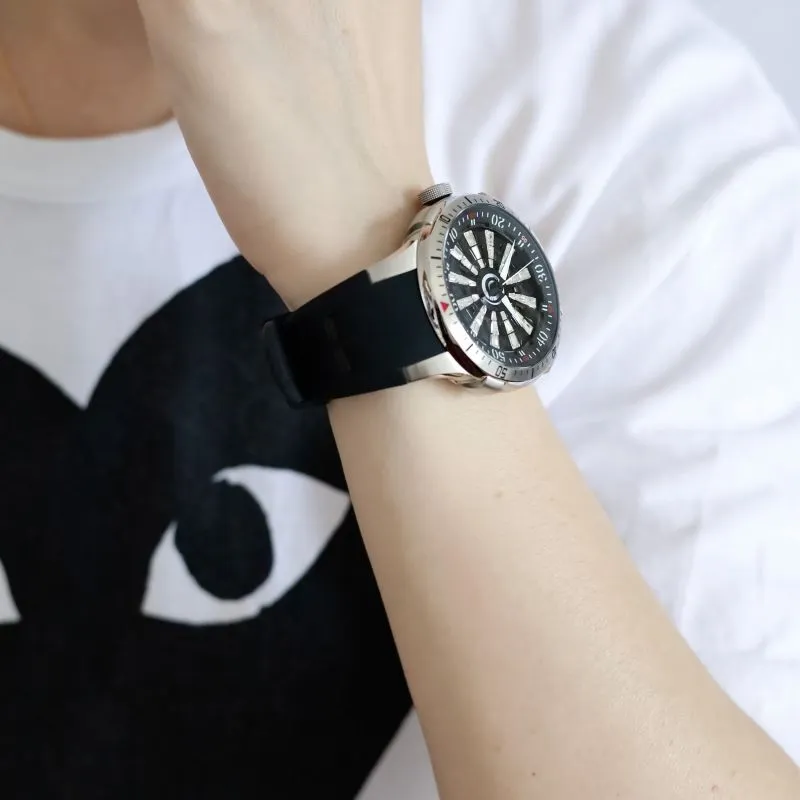HANBORO Mechanical Movement Silicone Strap Watch Men's Watches White Dial HBR9029-3