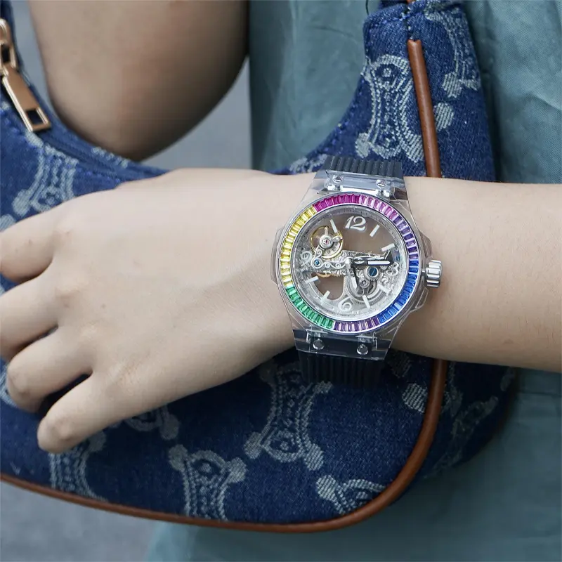HANBORO Colorful Series Automatic Mechanical Movement Watch Women's Watch Cut Out Dial HBR986 HC-5