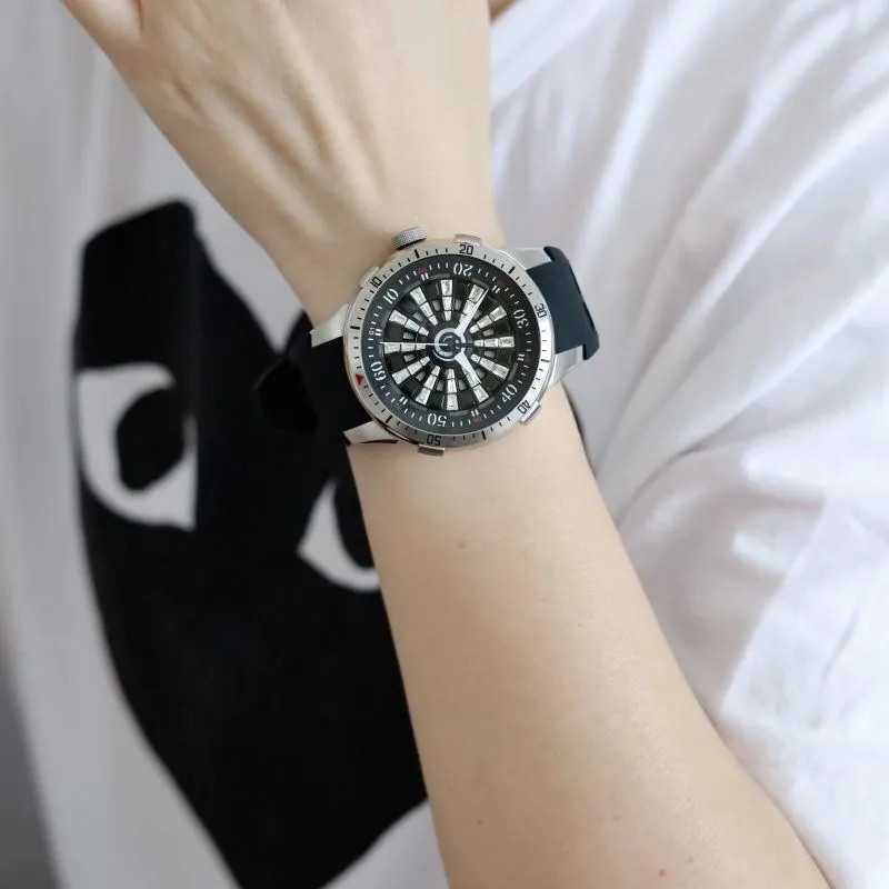 HANBORO Mechanical Movement Silicone Strap Watch Men's Watches White Dial HBR9029-5