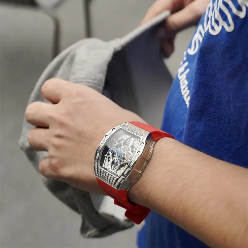HANBORO Classic Collection Automatic Mechanical Movement Watch Men's Watches Cut-Out Dial HBR989.2-BR-5