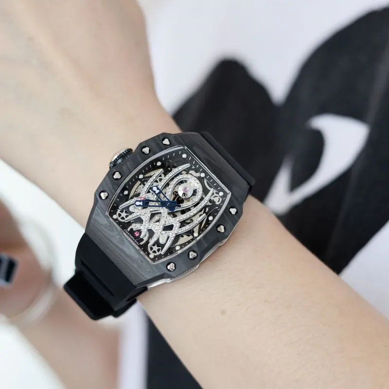 HANBORO Mechanical Movement Rubber Strap Watch Men's Watches White Dial HBR922.3-13