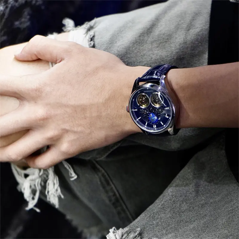 HANBORO Star Collection Automatic Mechanical Movement Watch Men's Watches Cut Out Dial HBR88821 BLL-5