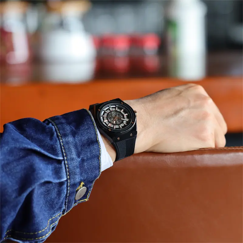 HANBORO Big Explosion Collection Automatic Mechanical Movement Watch Men's Watches Black Dial HBR9009.1-HH-6
