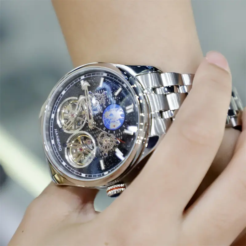 HANBORO Star Collection Automatic Mechanical Movement Watch Men's Watches Blue Dial HBR88821G BLB-4