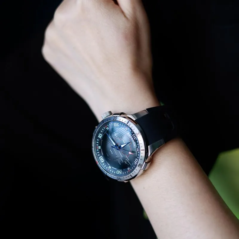 HANBORO Future Earth Collection Mechanical Movement Silicone Strap Watch Men's Watches White Dial HBR9028-3