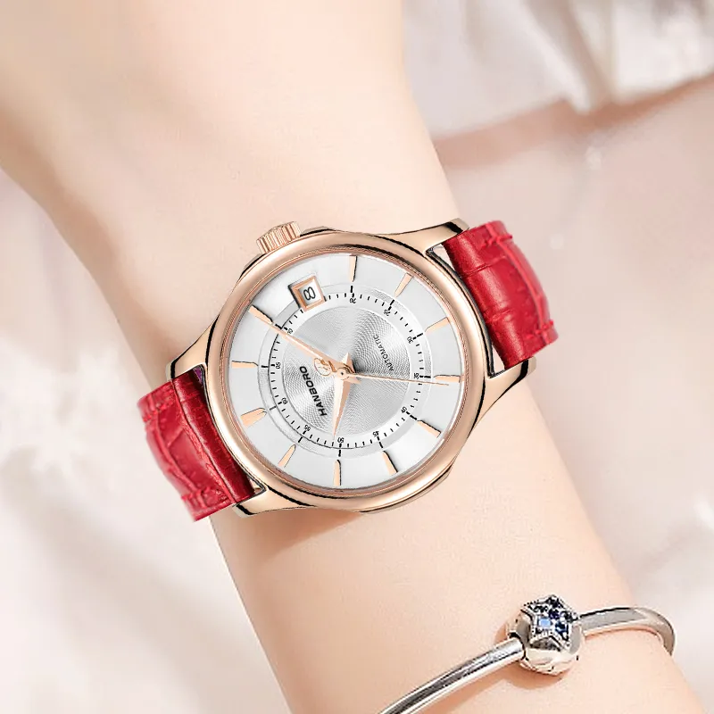 HANBORO Mechanical Movement Watch Women's Watch White Dial-3