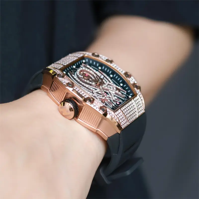 HANBORO Automatic Mechanical Movement Watch Men's Watches Gold Dial HBR922.2-11