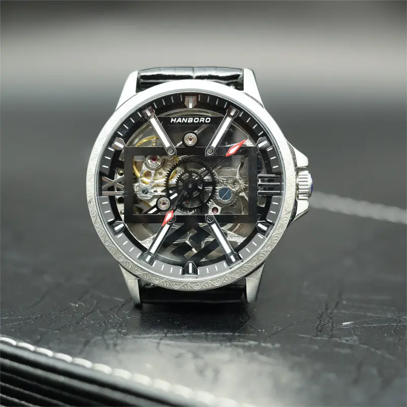 HANBORO Automatic Mechanical Movement Watch Men's Watches Cut-Out Dial HBR910-BH-2