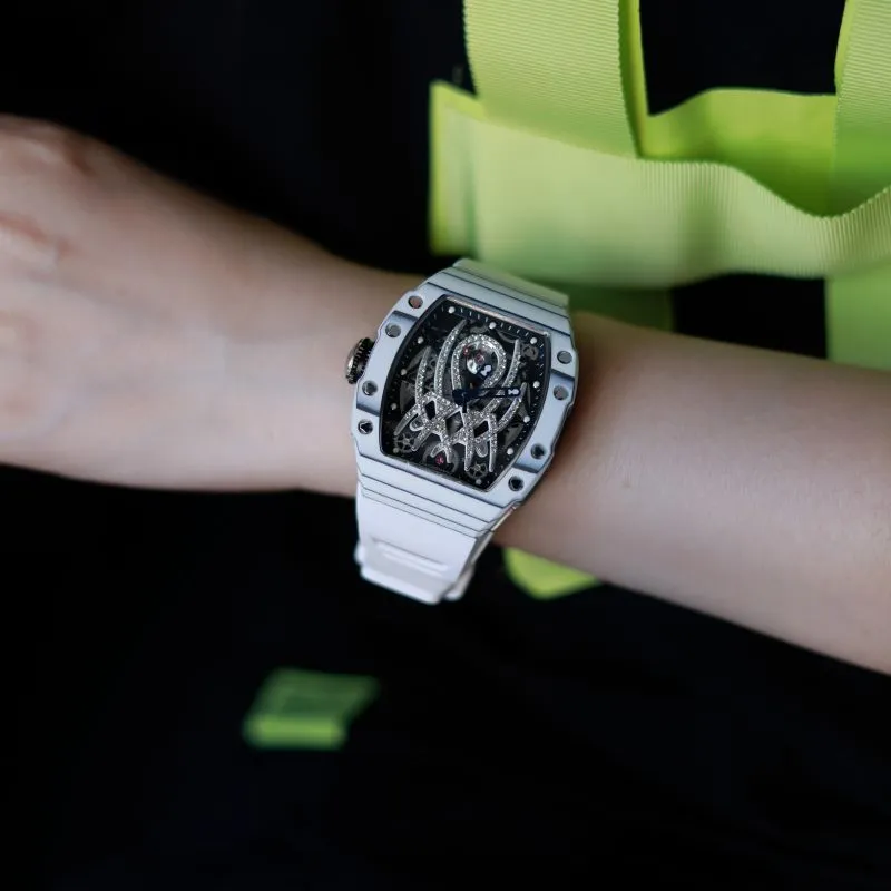 HANBORO Mechanical Movement Rubber Strap Watch Men's Watches White Dial HBR922.3-5
