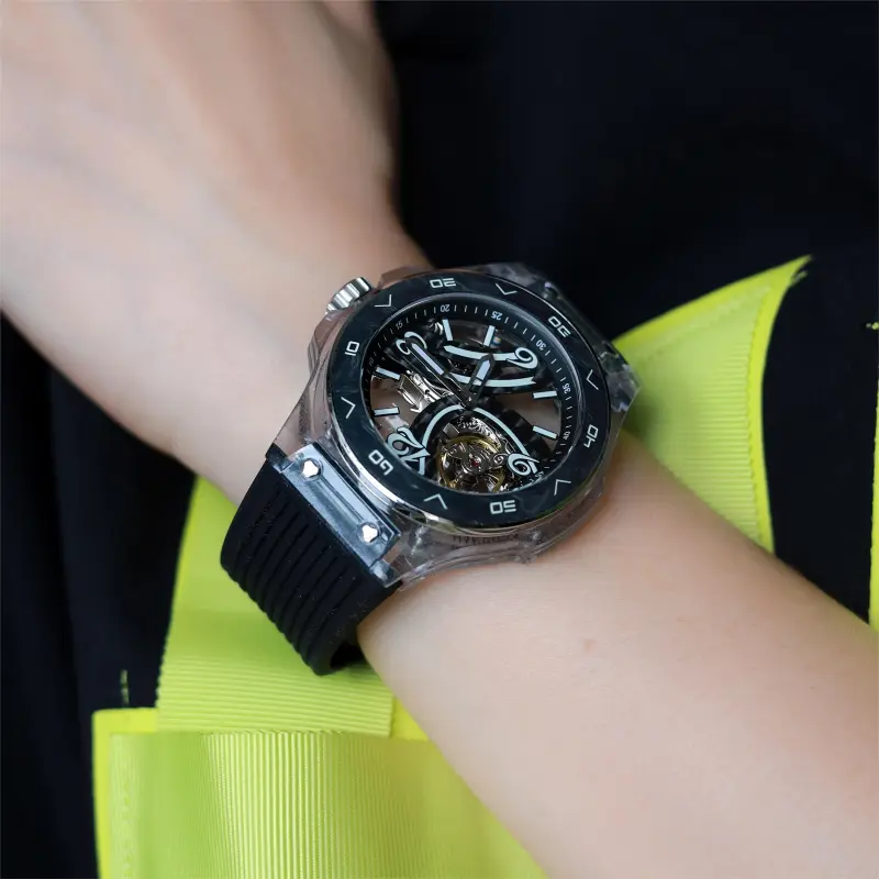 HANBORO Automatic Mechanical Movement Watch Men's Watches Cut Out Dial HBR963-10