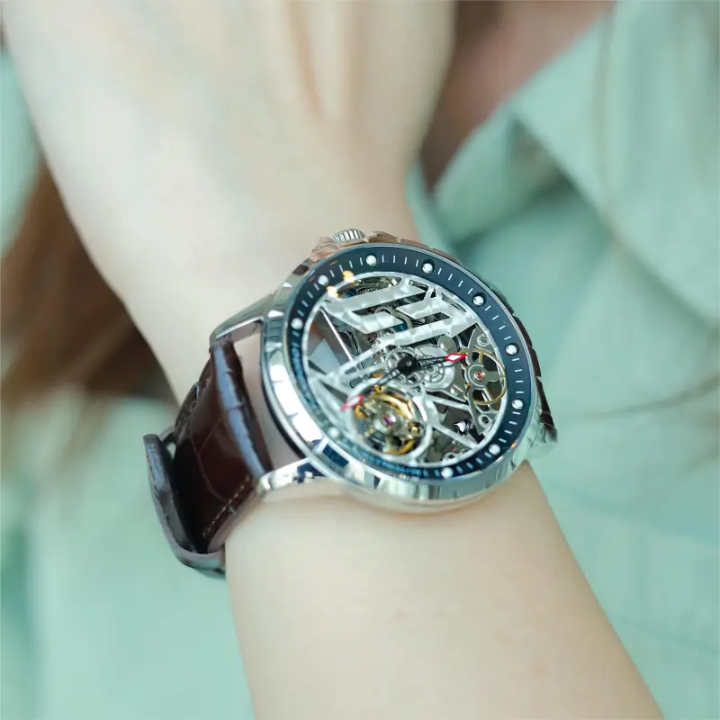 HANBORO Hollow Series Automatic Mechanical Movement Watch Men's Watches Cut-Out Dial HBR906.1-HH-6